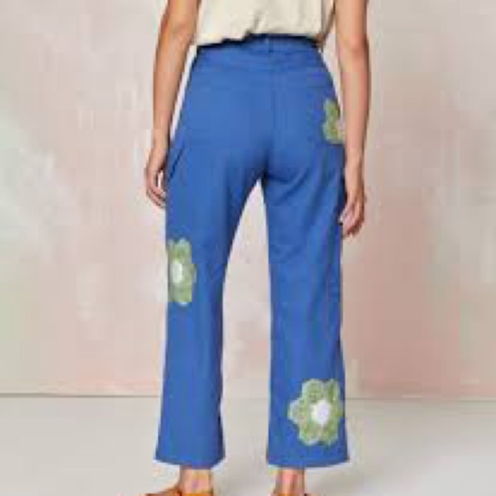 Christy Dawn Vibrant Blue Floral Trousers - Picture 3 of 11